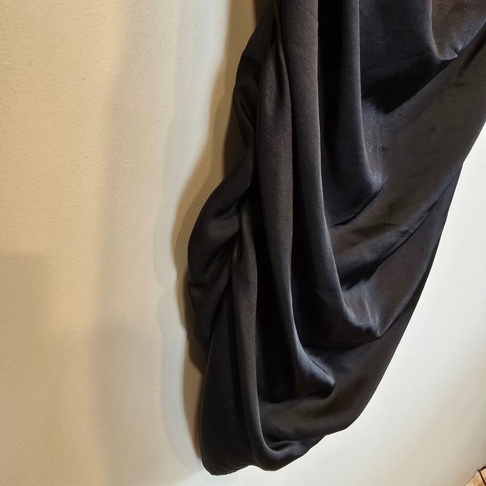Zara Dress Cut Out Satin Effect Mini Womens Extra Small Black - Picture 5 of 10